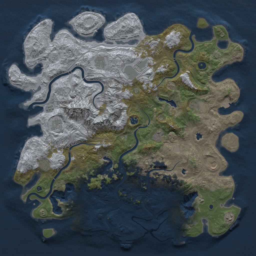 Rust Map: Procedural Map, Size: 5000, Seed: 75135, 17 Monuments