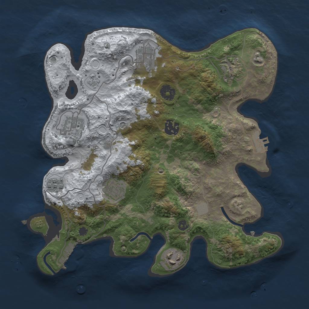 Rust Map: Procedural Map, Size: 3000, Seed: 55313, 16 Monuments