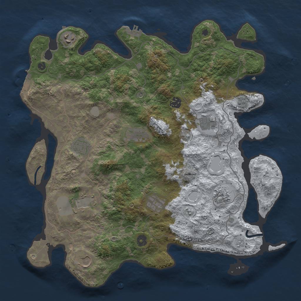 Rust Map: Procedural Map, Size: 4000, Seed: 98656787, 19 Monuments