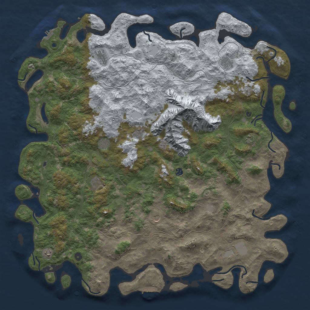 Rust Map: Procedural Map, Size: 6000, Seed: 1791202850, 20 Monuments