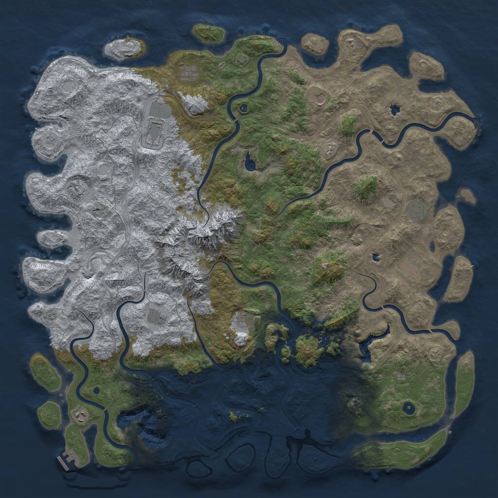 Rust Map: Procedural Map, Size: 6000, Seed: 1932735275, 16 Monuments