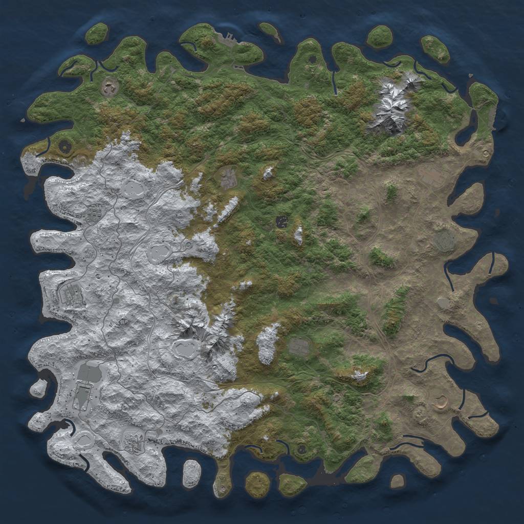 Rust Map: Procedural Map, Size: 6000, Seed: 861589, 20 Monuments