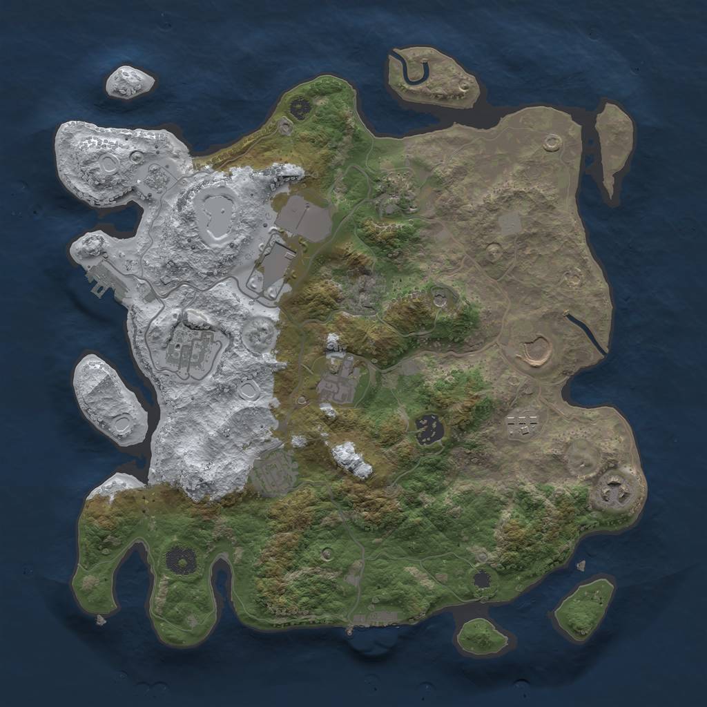 Rust Map: Procedural Map, Size: 3500, Seed: 1932735275, 18 Monuments
