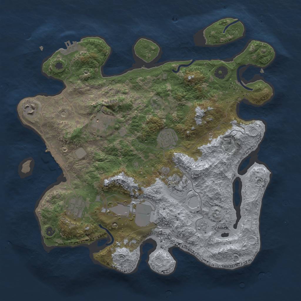 Rust Map: Procedural Map, Size: 3500, Seed: 1475853027, 15 Monuments