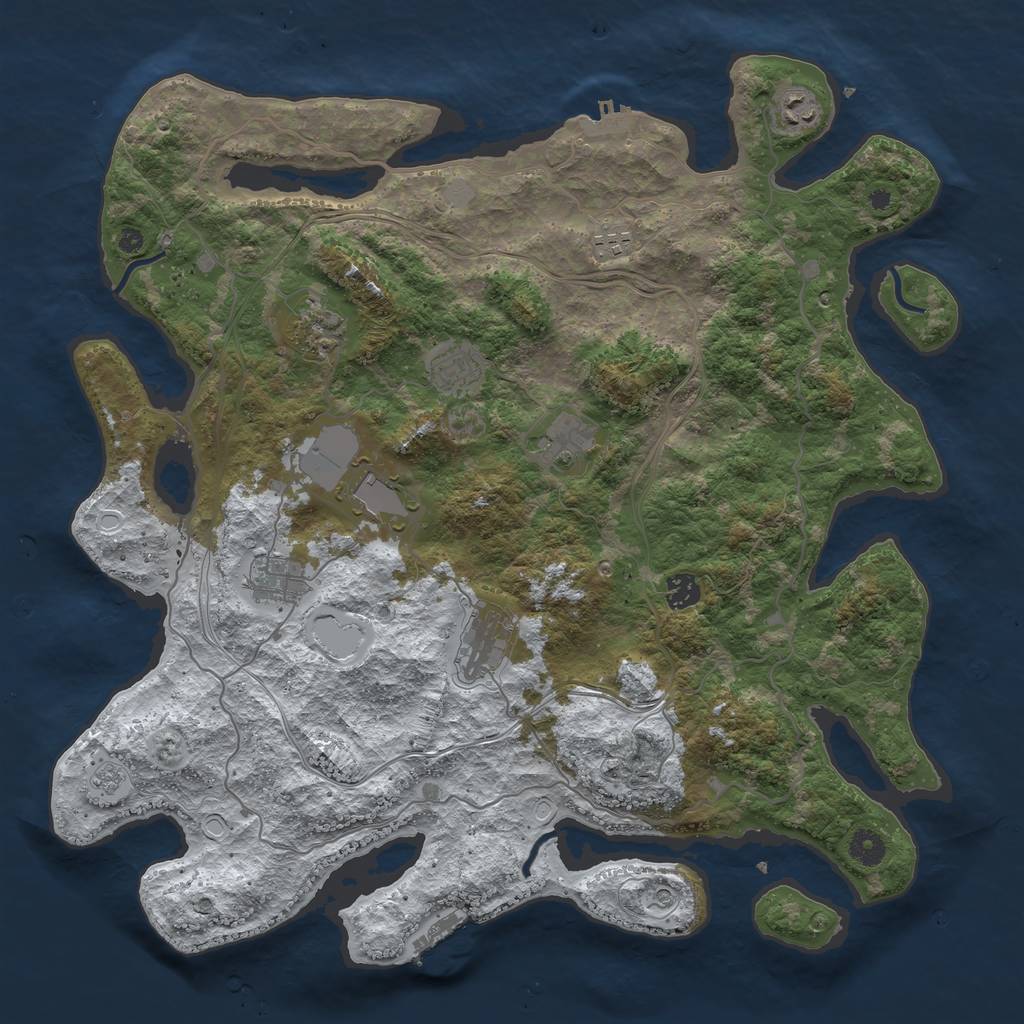 Rust Map: Procedural Map, Size: 4250, Seed: 999999, 18 Monuments