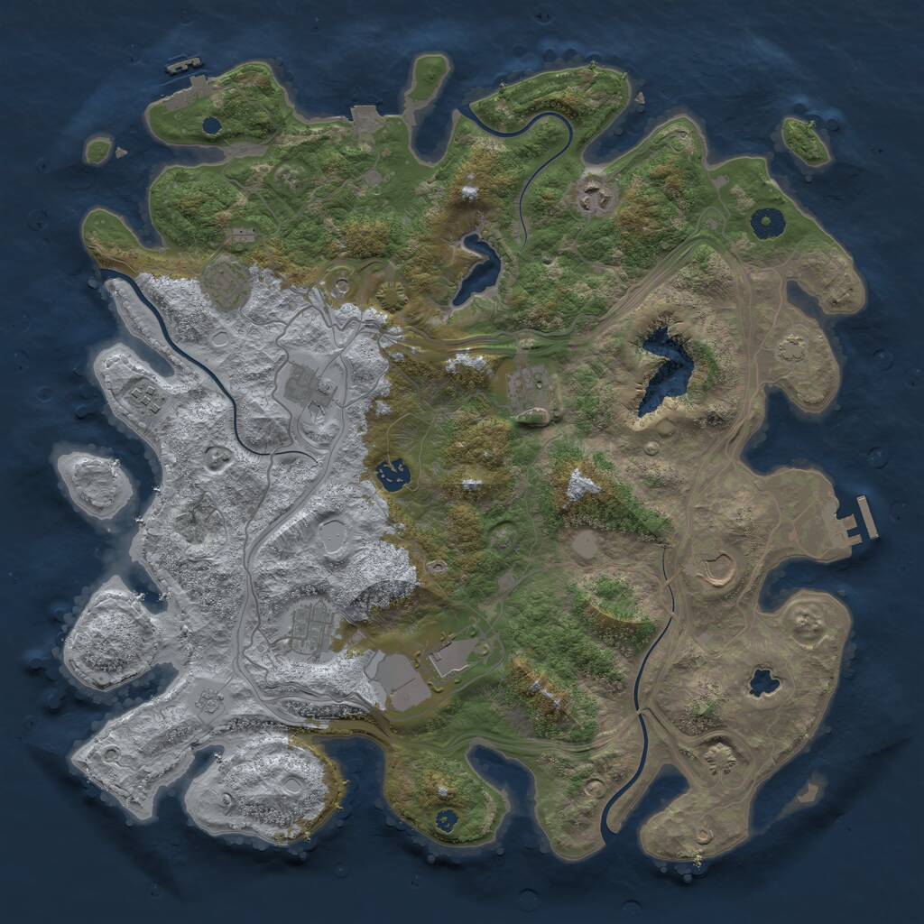 Rust Map: Procedural Map, Size: 4250, Seed: 605552175, 15 Monuments