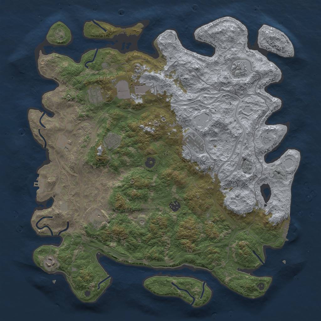 Rust Map: Procedural Map, Size: 4500, Seed: 835456066, 19 Monuments