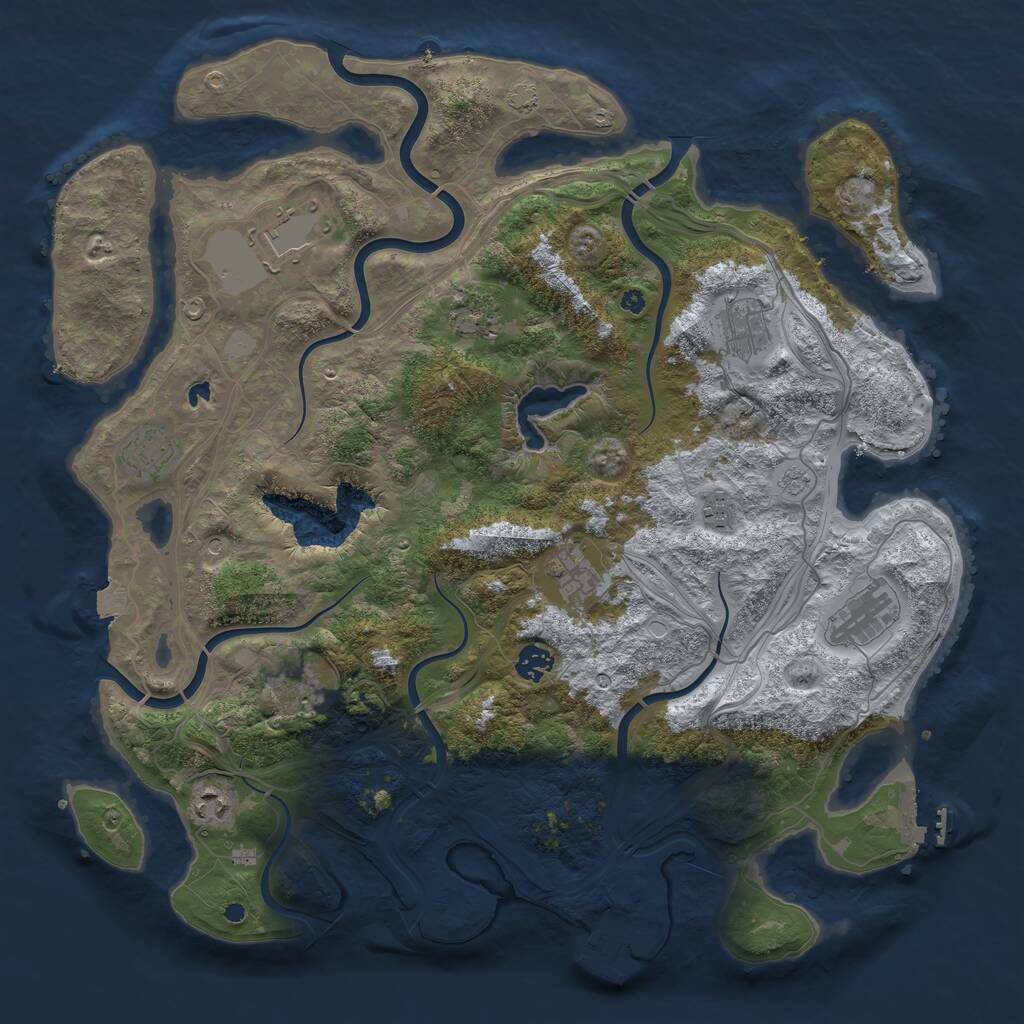 Rust Map: Procedural Map, Size: 4250, Seed: 1933326026, 16 Monuments