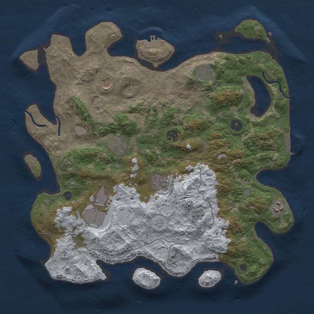 Rust Map: Procedural Map, Size: 4000, Seed: 1460189880, 17 Monuments