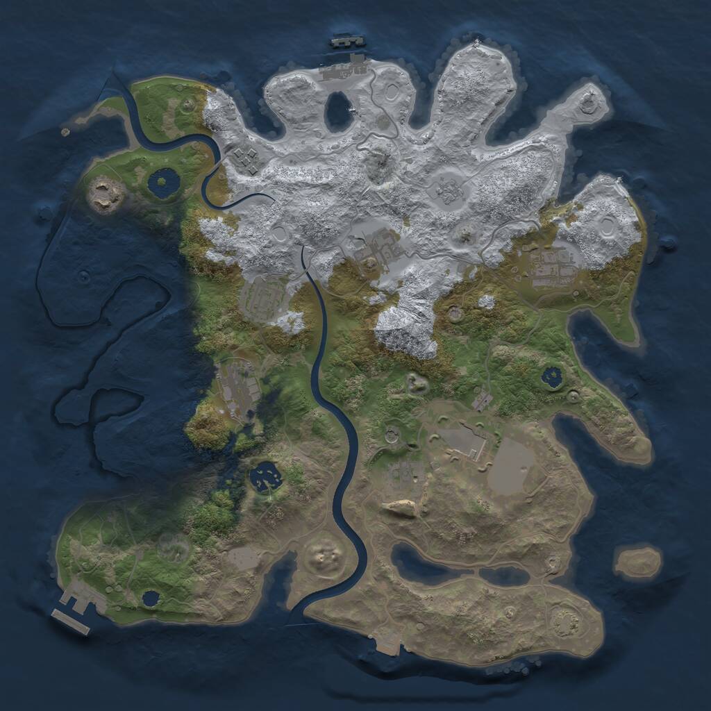 Rust Map: Procedural Map, Size: 3500, Seed: 132555560, 15 Monuments