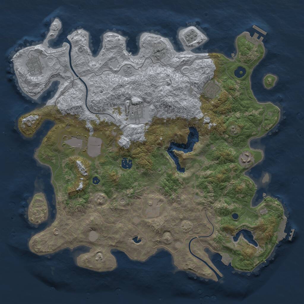 Rust Map: Procedural Map, Size: 4000, Seed: 964703028, 14 Monuments