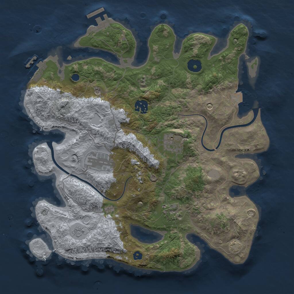 Rust Map: Procedural Map, Size: 3200, Seed: 40514, 10 Monuments