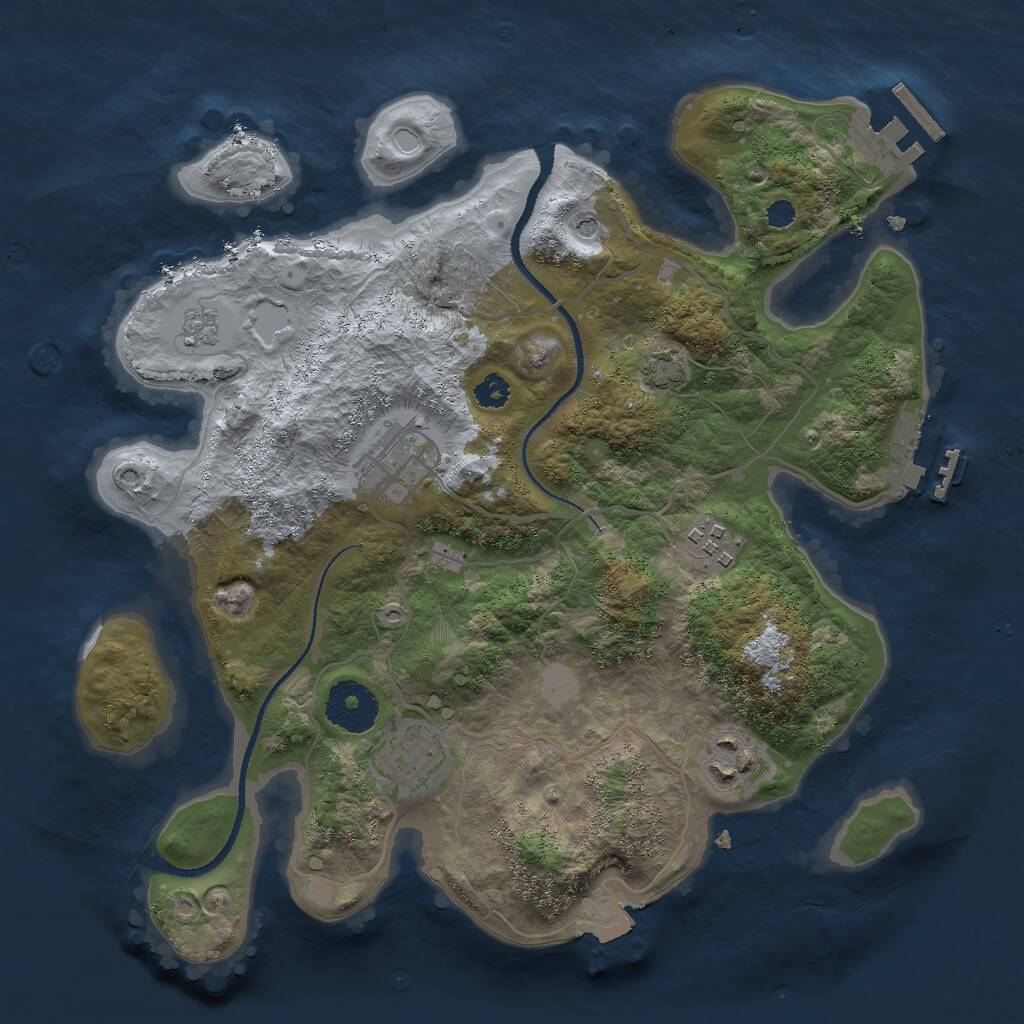 Rust Map: Procedural Map, Size: 3000, Seed: 2070273315, 10 Monuments
