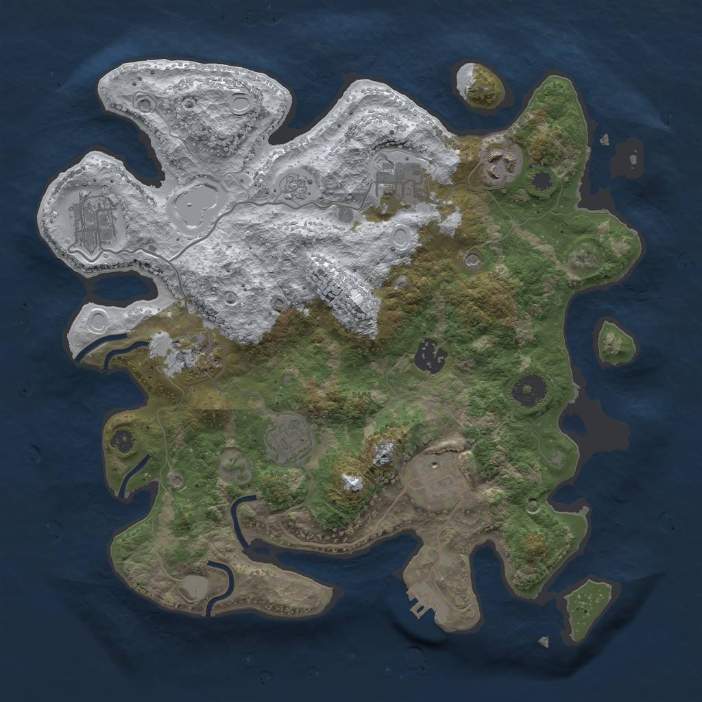 Rust Map: Procedural Map, Size: 3250, Seed: 581267849, 15 Monuments