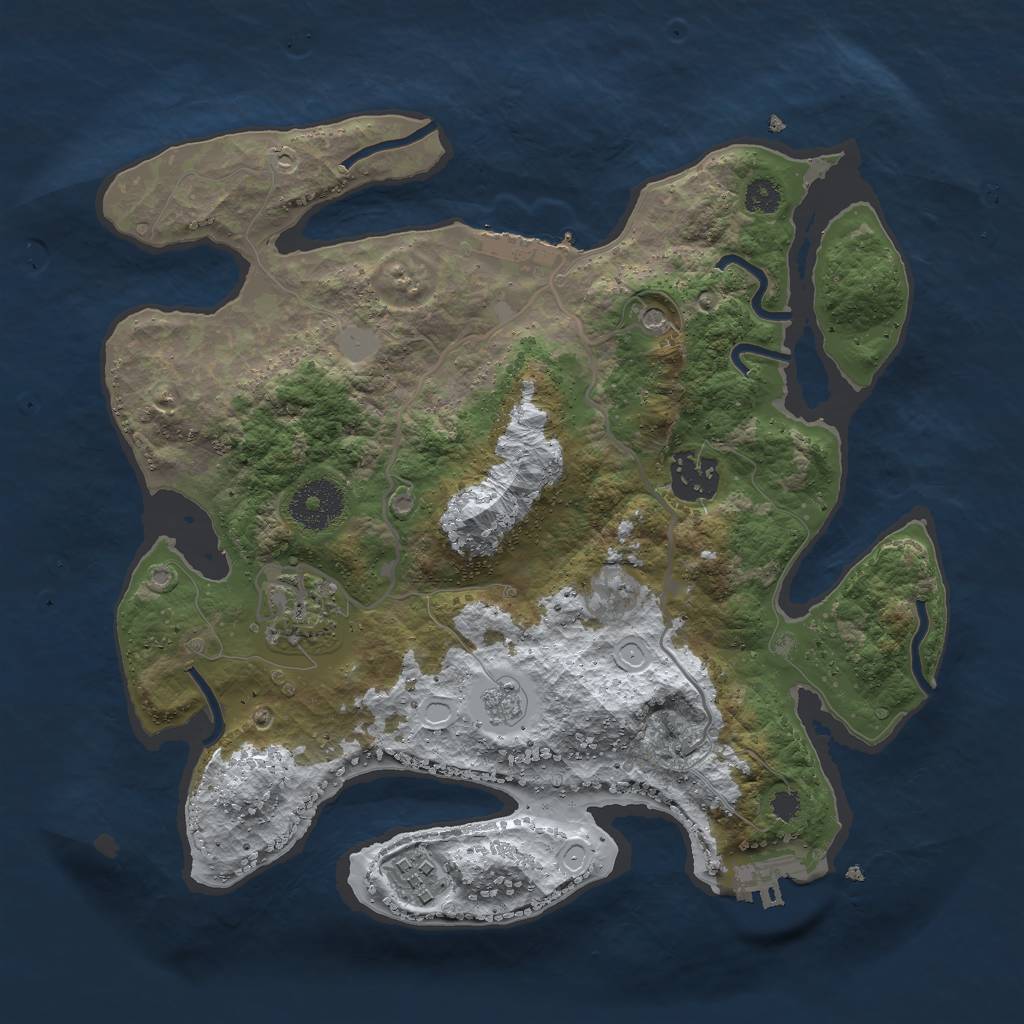Rust Map: Procedural Map, Size: 3000, Seed: 68935, 12 Monuments