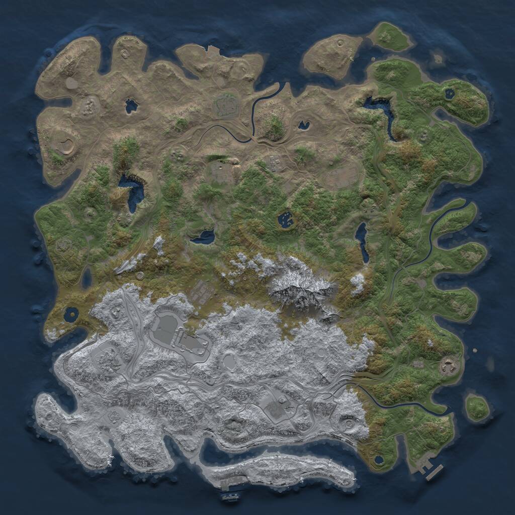Rust Map: Procedural Map, Size: 5000, Seed: 7349872, 17 Monuments
