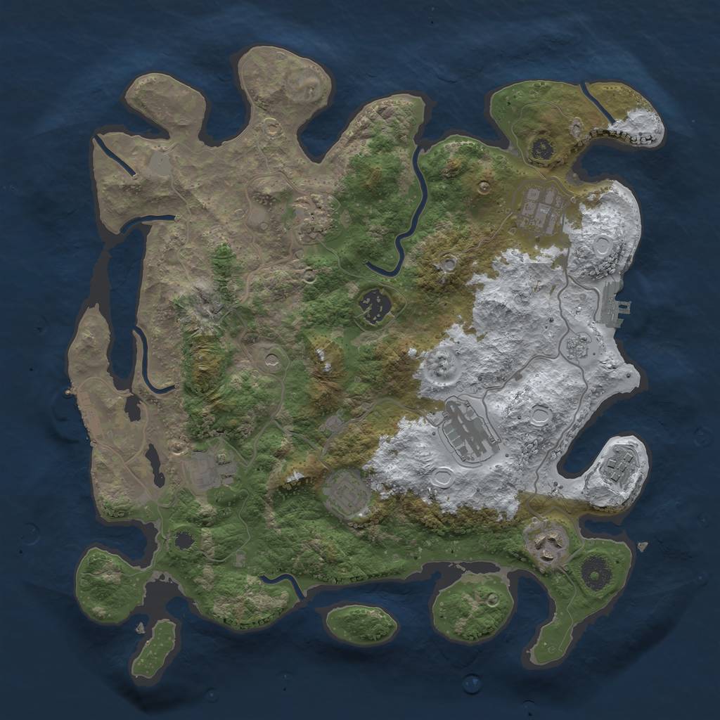 Rust Map: Procedural Map, Size: 3450, Seed: 2097266184, 17 Monuments