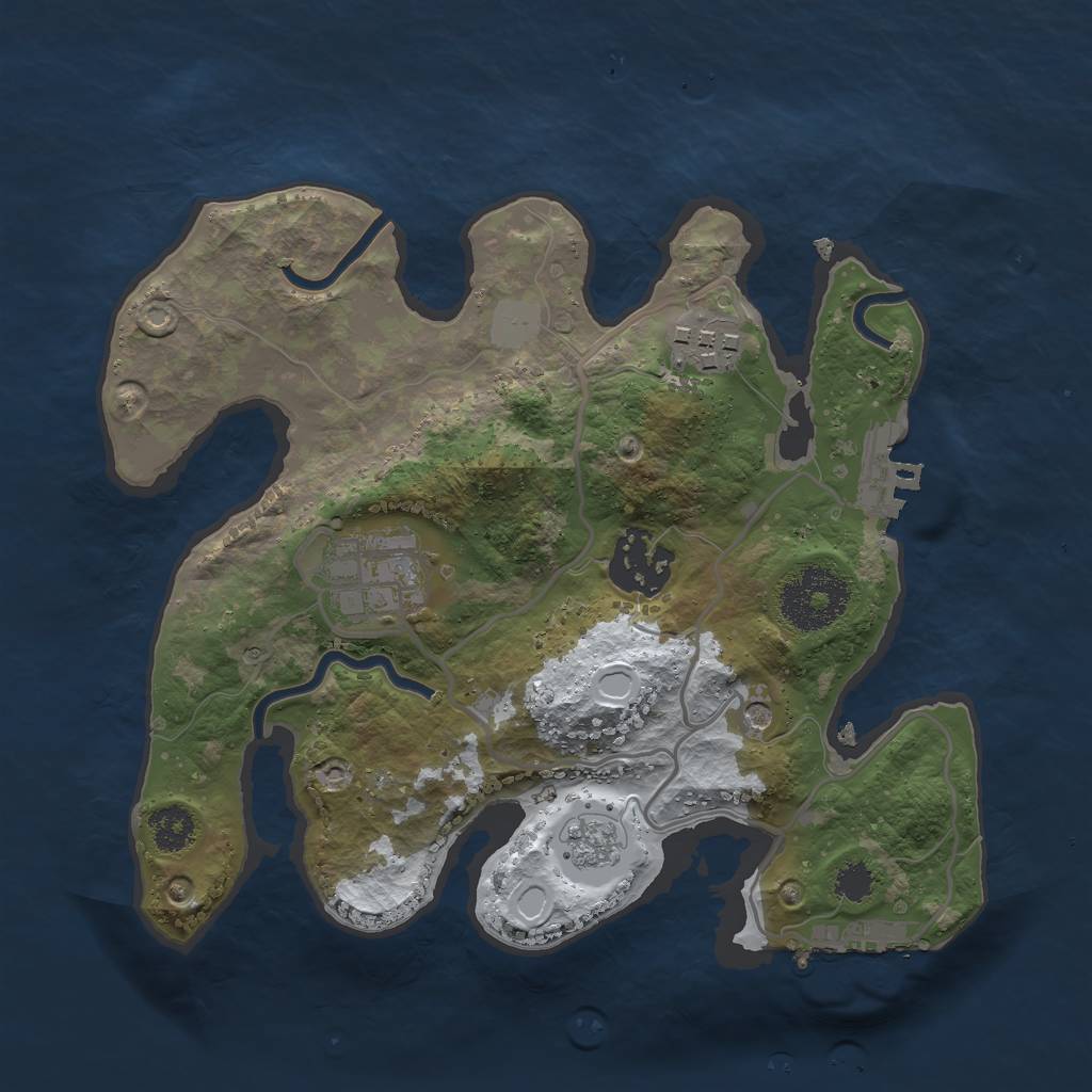 Rust Map: Procedural Map, Size: 2500, Seed: 3366990, 12 Monuments