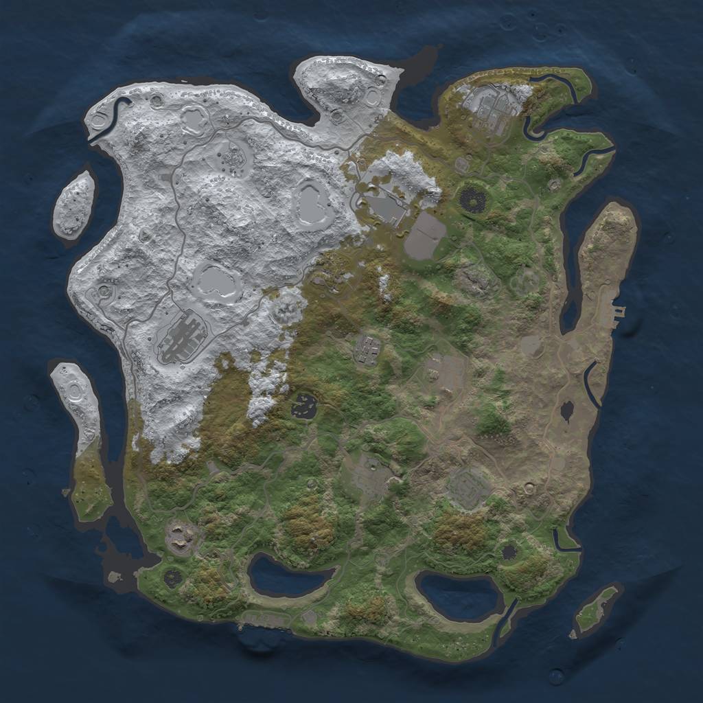 Rust Map: Procedural Map, Size: 4000, Seed: 650051354, 19 Monuments