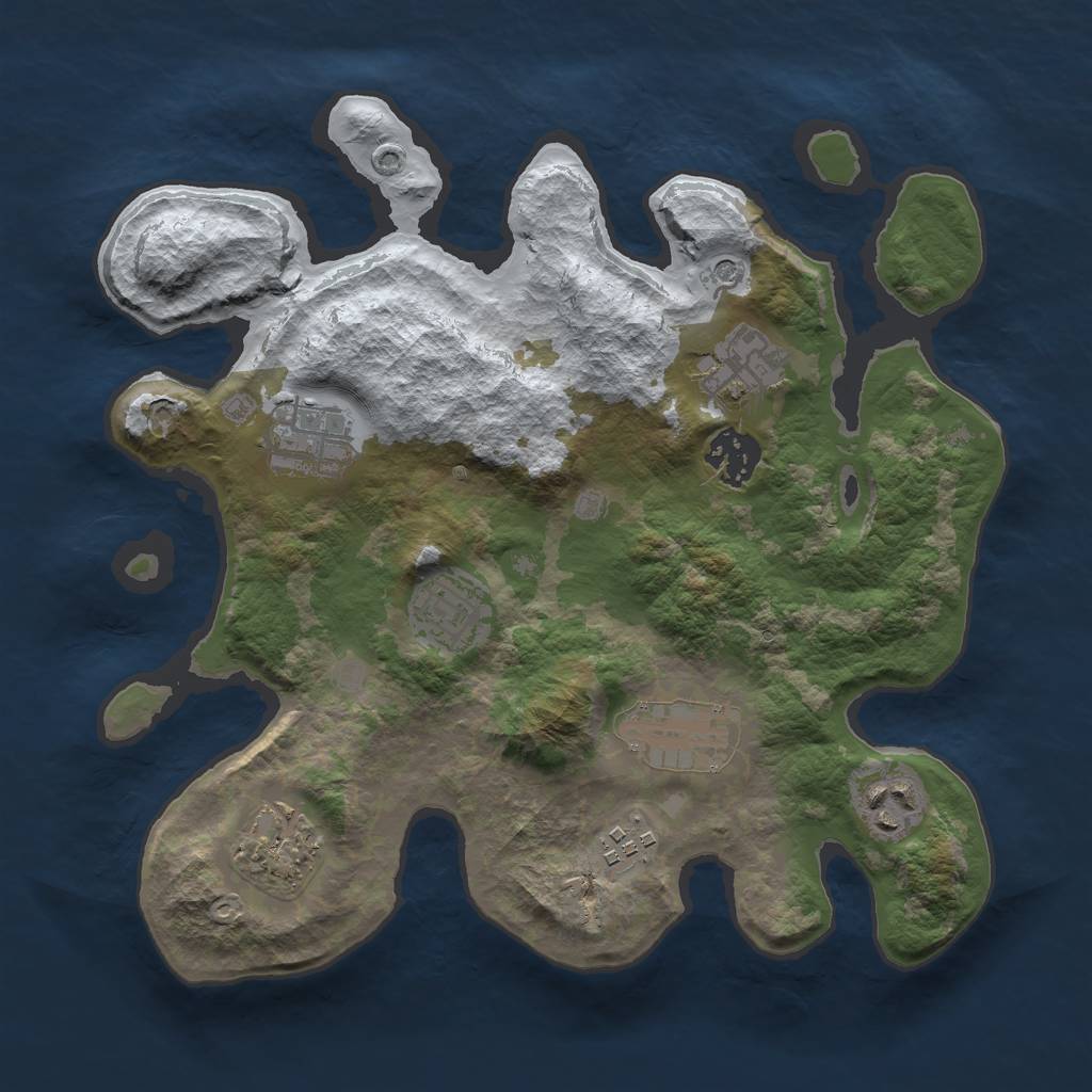 Rust Map: Barren, Size: 3000, Seed: 1052661653, 11 Monuments