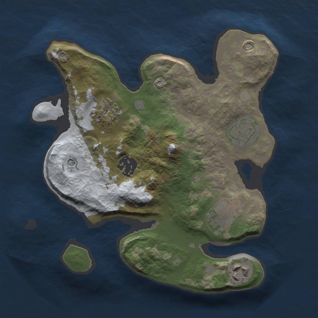 Rust Map: Barren, Size: 2500, Seed: 78784747, 8 Monuments