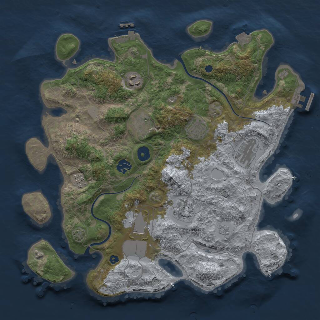 Rust Map: Procedural Map, Size: 3500, Seed: 1404394193, 14 Monuments