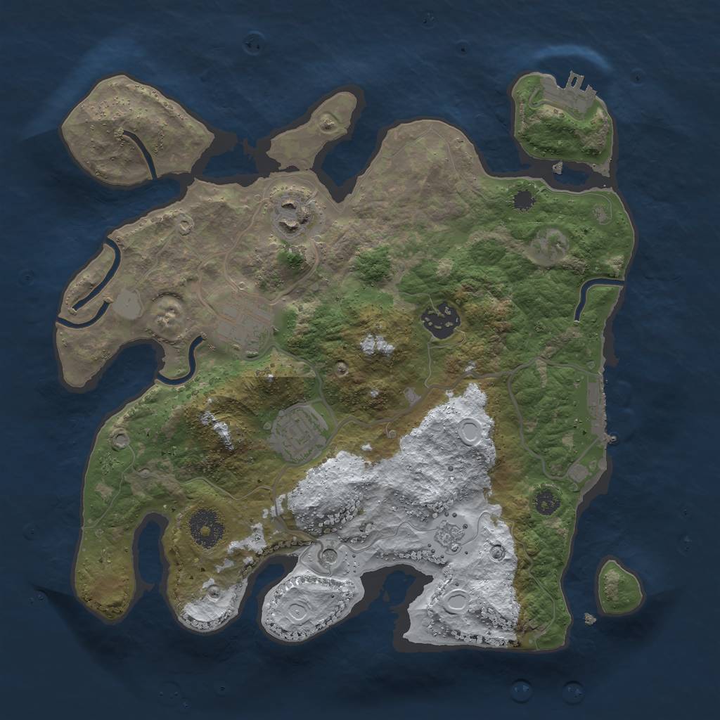 Rust Map: Procedural Map, Size: 3000, Seed: 3366990, 13 Monuments