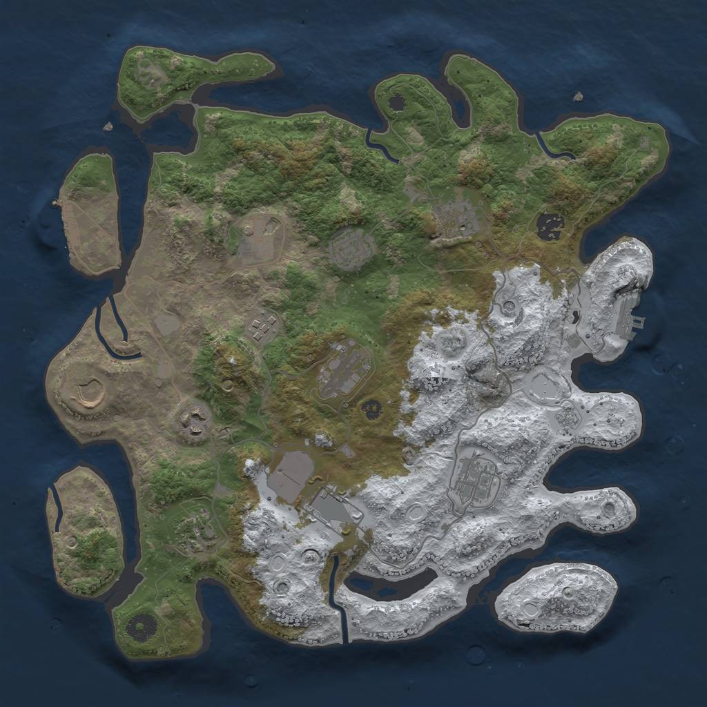 Rust Map: Procedural Map, Size: 3700, Seed: 551420402, 20 Monuments