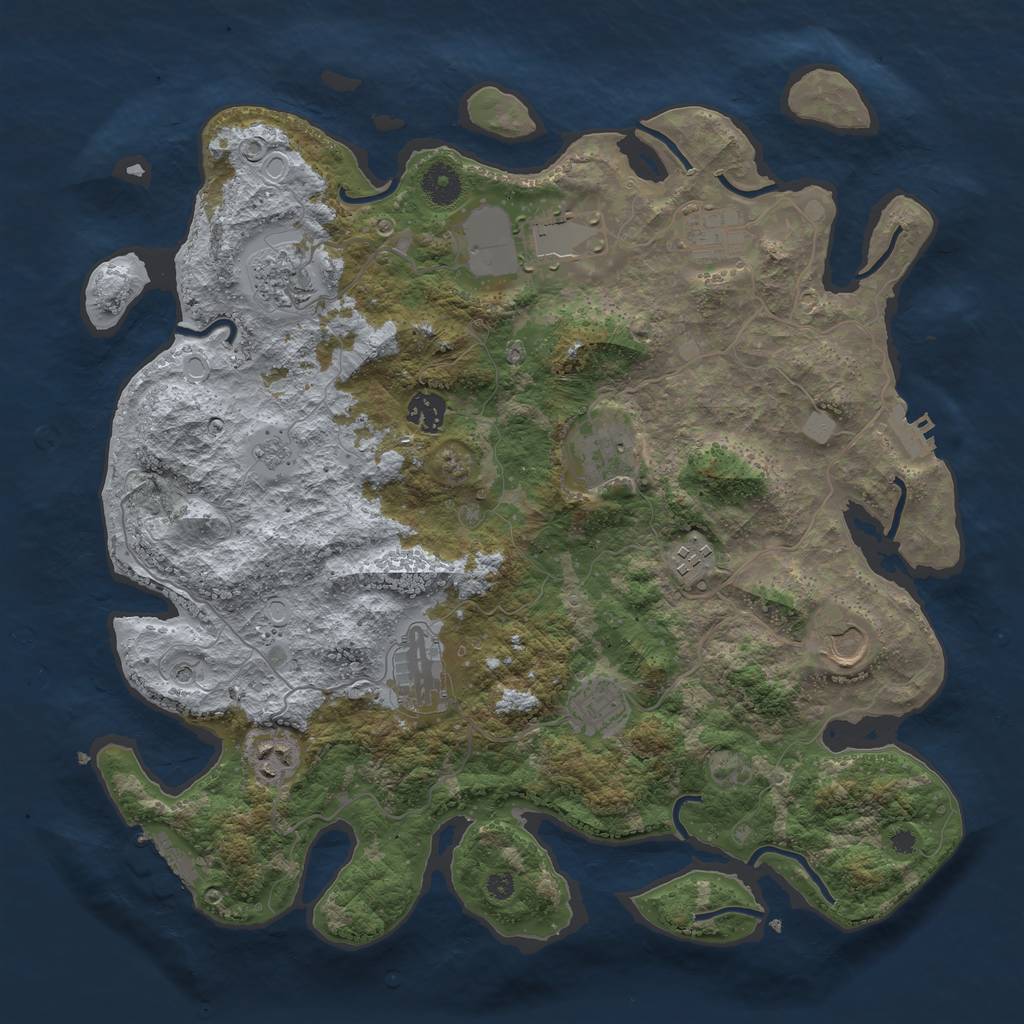 Rust Map: Procedural Map, Size: 3850, Seed: 1317702311, 19 Monuments