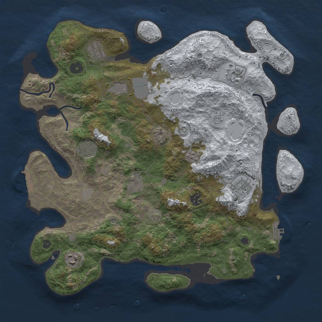 Rust Map: Procedural Map, Size: 3900, Seed: 203640043, 18 Monuments