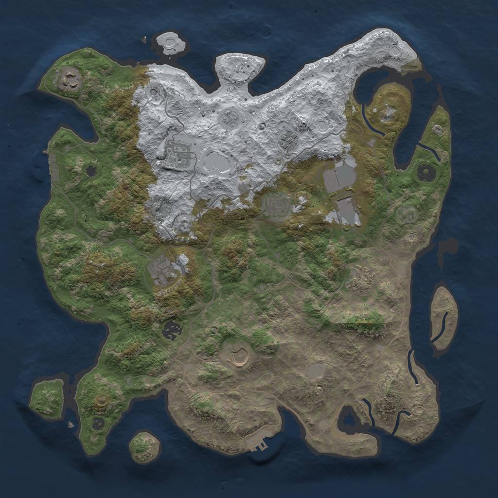 Rust Map: Procedural Map, Size: 4000, Seed: 276543210, 18 Monuments