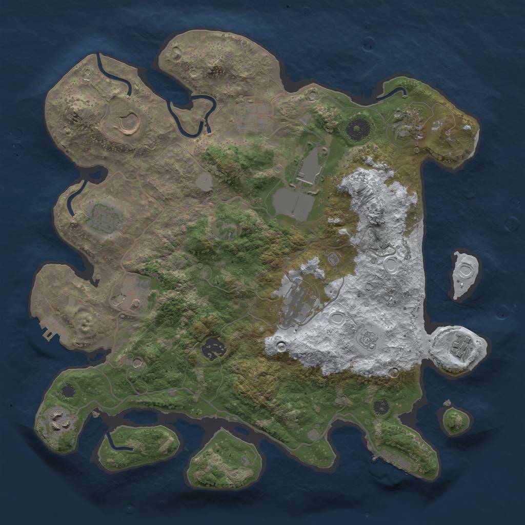Rust Map: Procedural Map, Size: 3500, Seed: 498167807, 19 Monuments