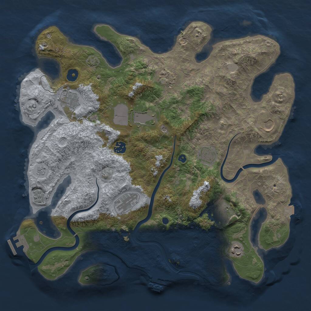 Rust Map: Procedural Map, Size: 3850, Seed: 212915993, 16 Monuments