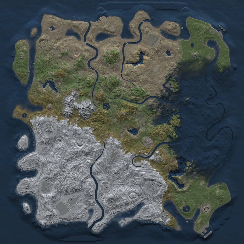 Rust Map: Procedural Map, Size: 5000, Seed: 38235959, 17 Monuments