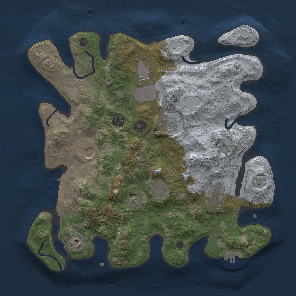 Rust Map: Procedural Map, Size: 3500, Seed: 1371398871, 17 Monuments