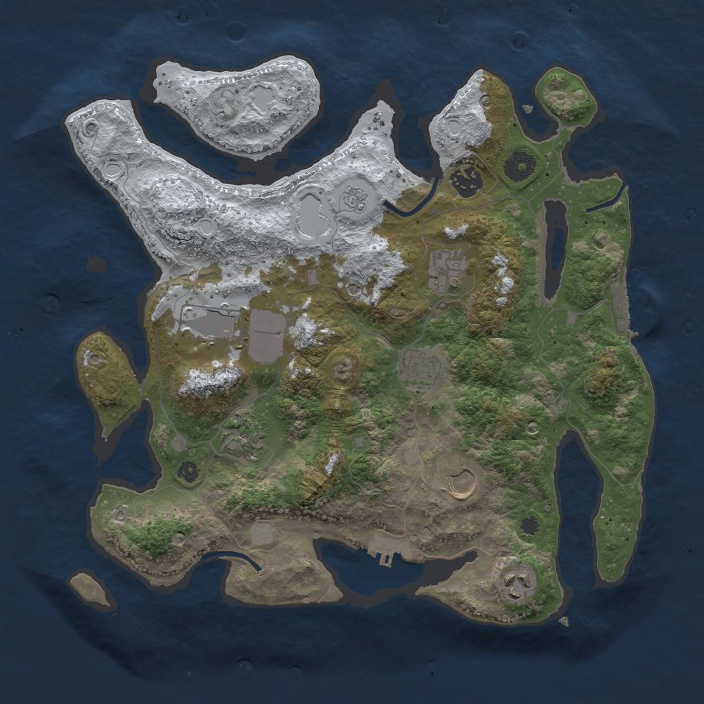 Rust Map: Procedural Map, Size: 3500, Seed: 24071, 16 Monuments