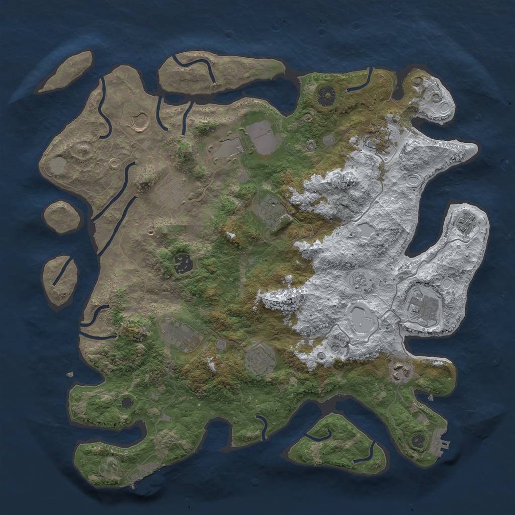 Rust Map: Procedural Map, Size: 3950, Seed: 1164088702, 20 Monuments