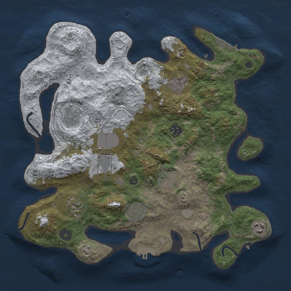 Rust Map: Procedural Map, Size: 3500, Seed: 816646093, 17 Monuments