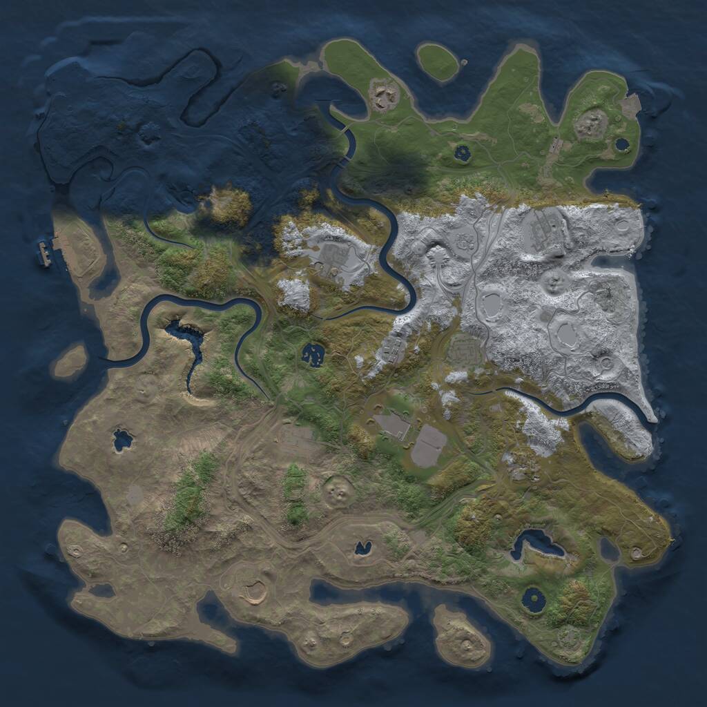 Rust Map: Procedural Map, Size: 4500, Seed: 17171717, 16 Monuments