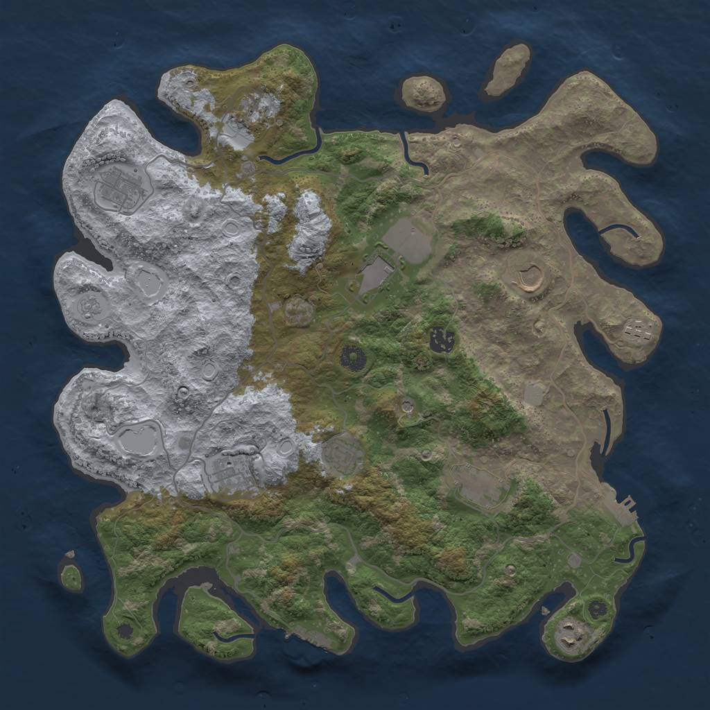 Rust Map: Procedural Map, Size: 4000, Seed: 224989593, 19 Monuments