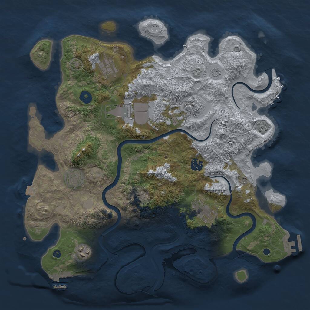 Rust Map: Procedural Map, Size: 3750, Seed: 2081186007, 14 Monuments