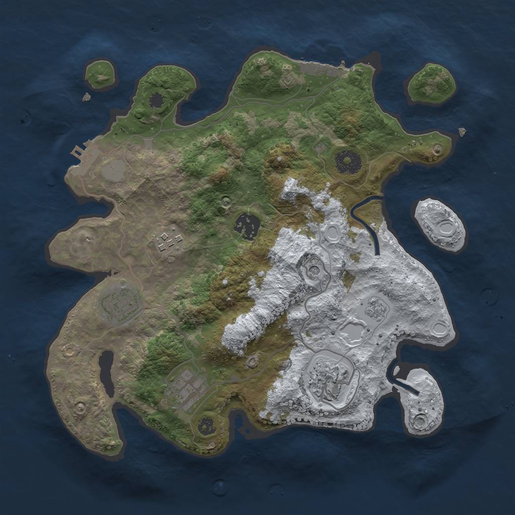 Rust Map: Procedural Map, Size: 3000, Seed: 976953159, 14 Monuments