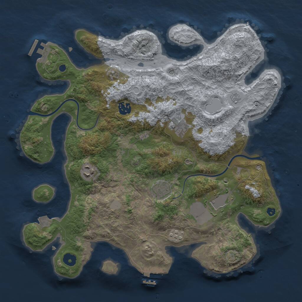 Rust Map: Procedural Map, Size: 3500, Seed: 17300, 12 Monuments