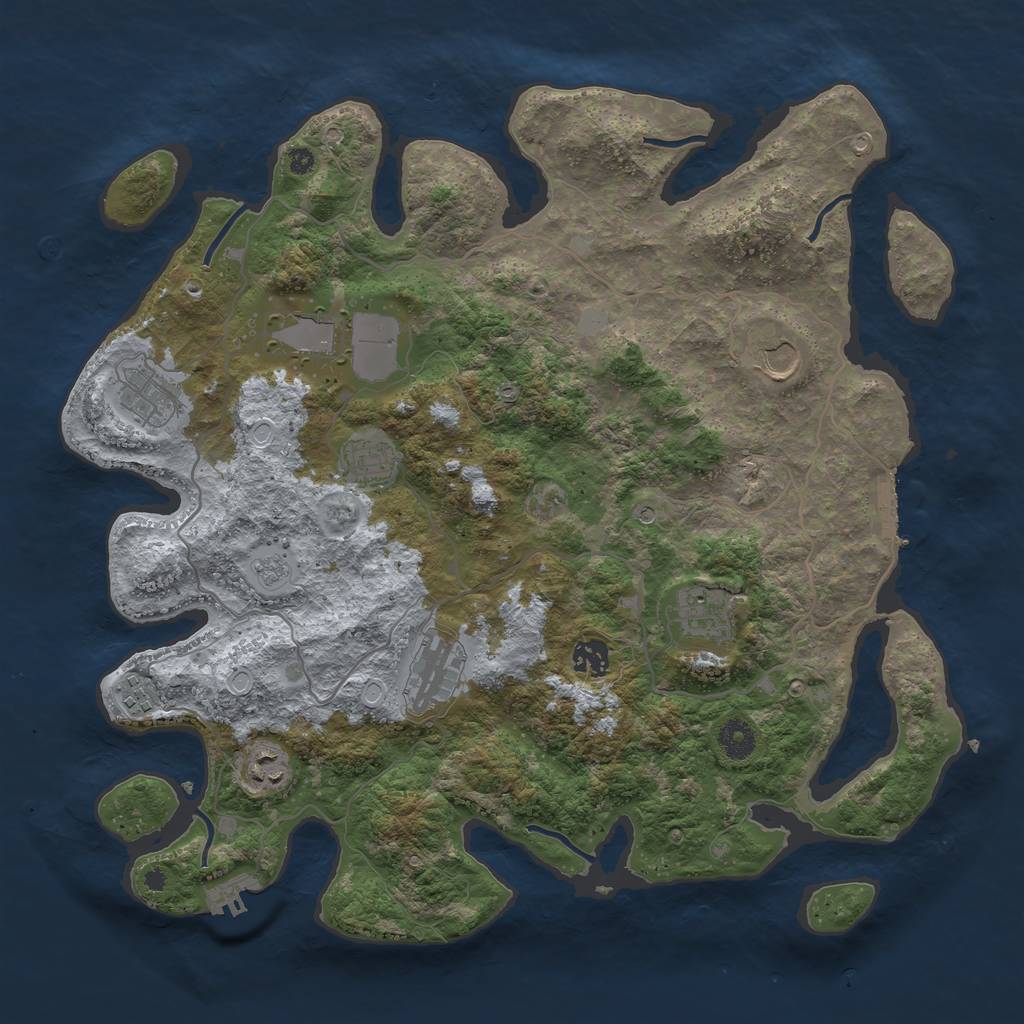 Rust Map: Procedural Map, Size: 4000, Seed: 999686855, 18 Monuments