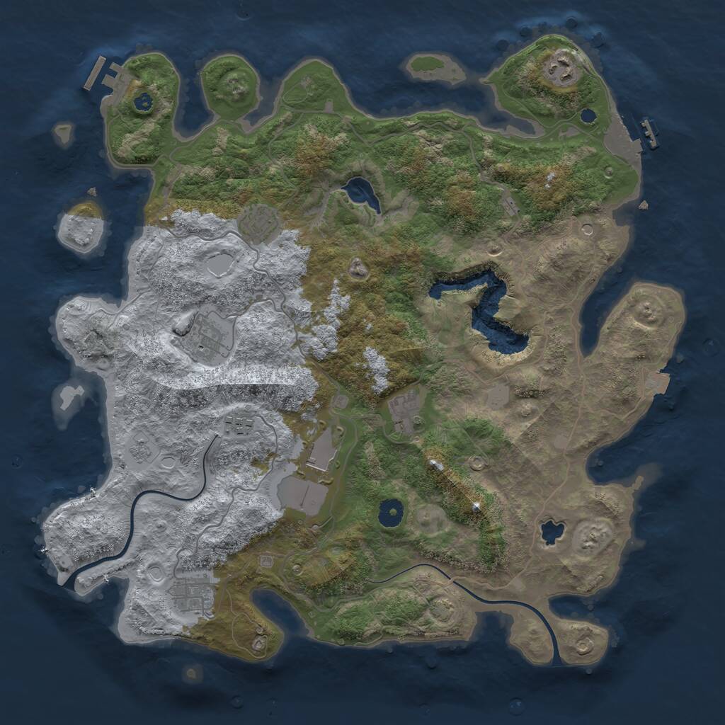 Rust Map: Procedural Map, Size: 4000, Seed: 52251, 13 Monuments