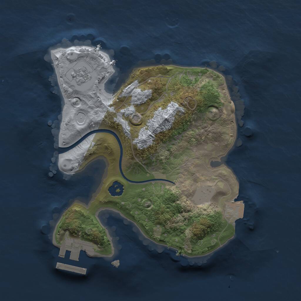 Rust Map: Procedural Map, Size: 2000, Seed: 37002481, 3 Monuments