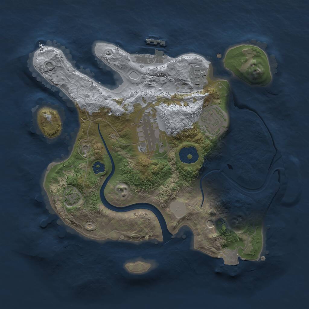 Rust Map: Procedural Map, Size: 2500, Seed: 1857806905, 7 Monuments