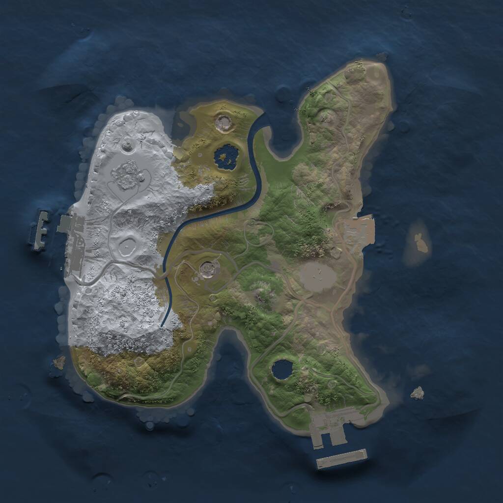 Rust Map: Procedural Map, Size: 2000, Seed: 1281493874, 5 Monuments