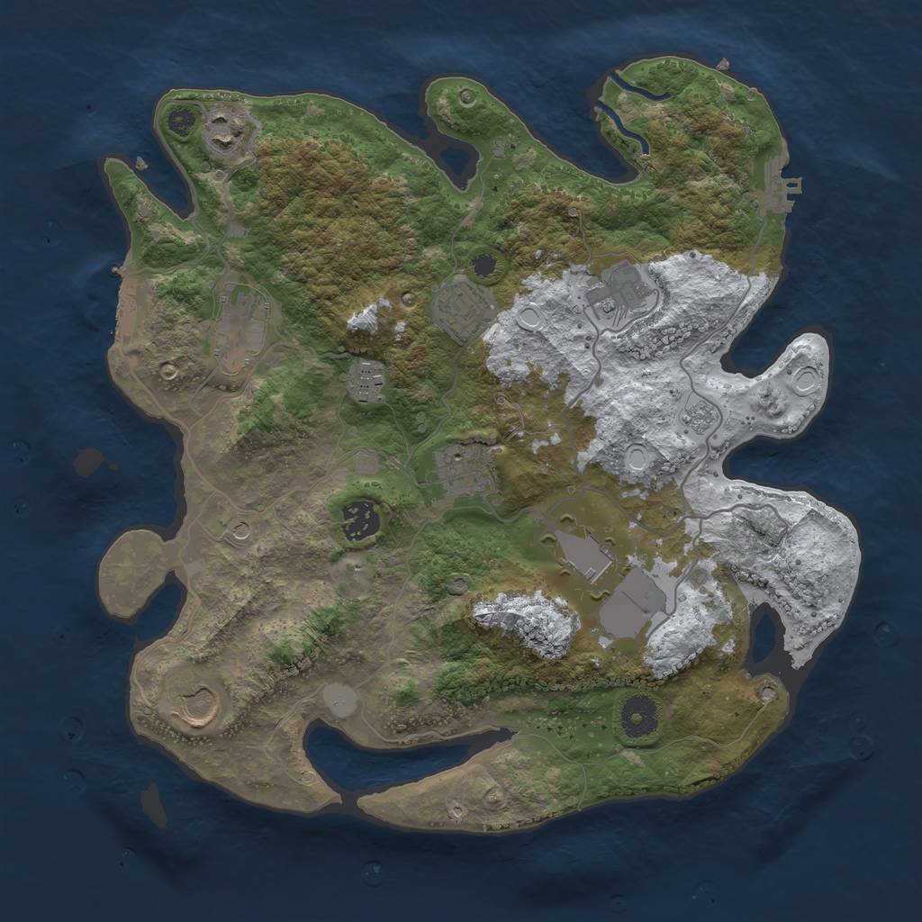 Rust Map: Procedural Map, Size: 3500, Seed: 1457526201, 18 Monuments
