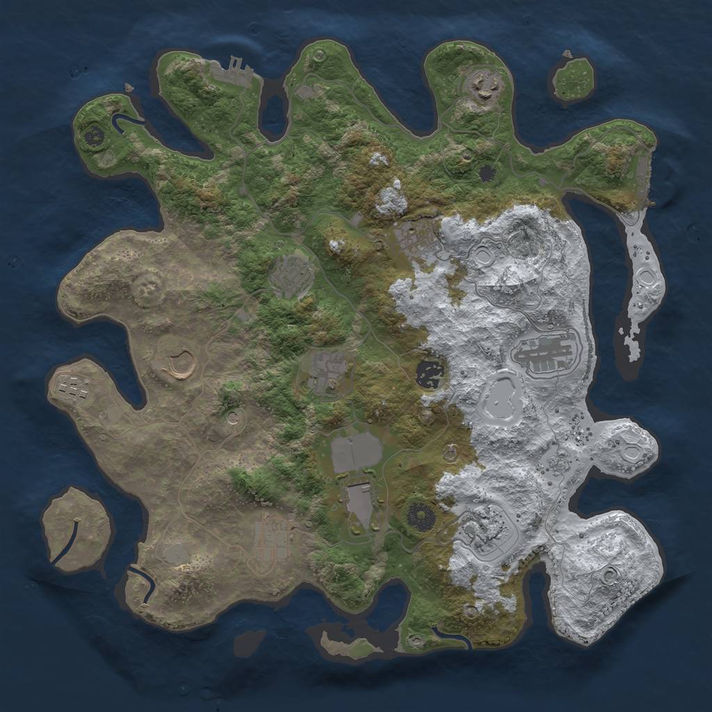Rust Map: Procedural Map, Size: 3700, Seed: 2115034813, 20 Monuments